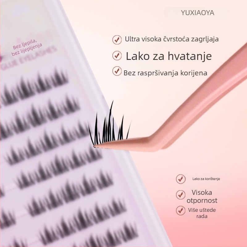 Fish Xiaoya nelepive štipaljke za lažne trepavice s plosatim vrhom za donje trepavice – bez ljepila, klips s zlatnim perom