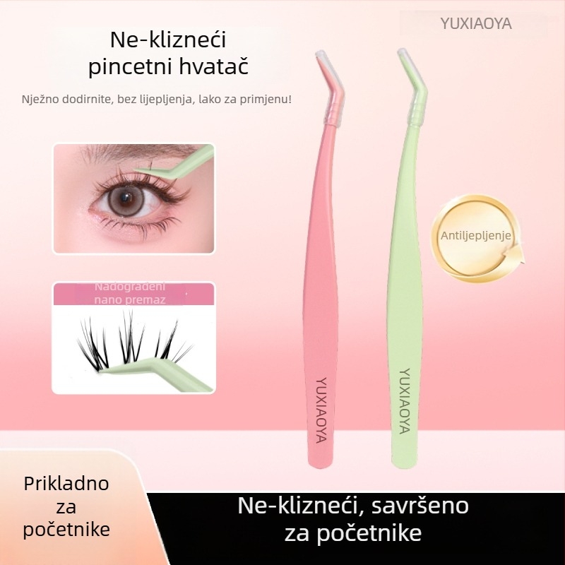 Fish Xiaoya nelepive štipaljke za lažne trepavice s plosatim vrhom za donje trepavice – bez ljepila, klips s zlatnim perom