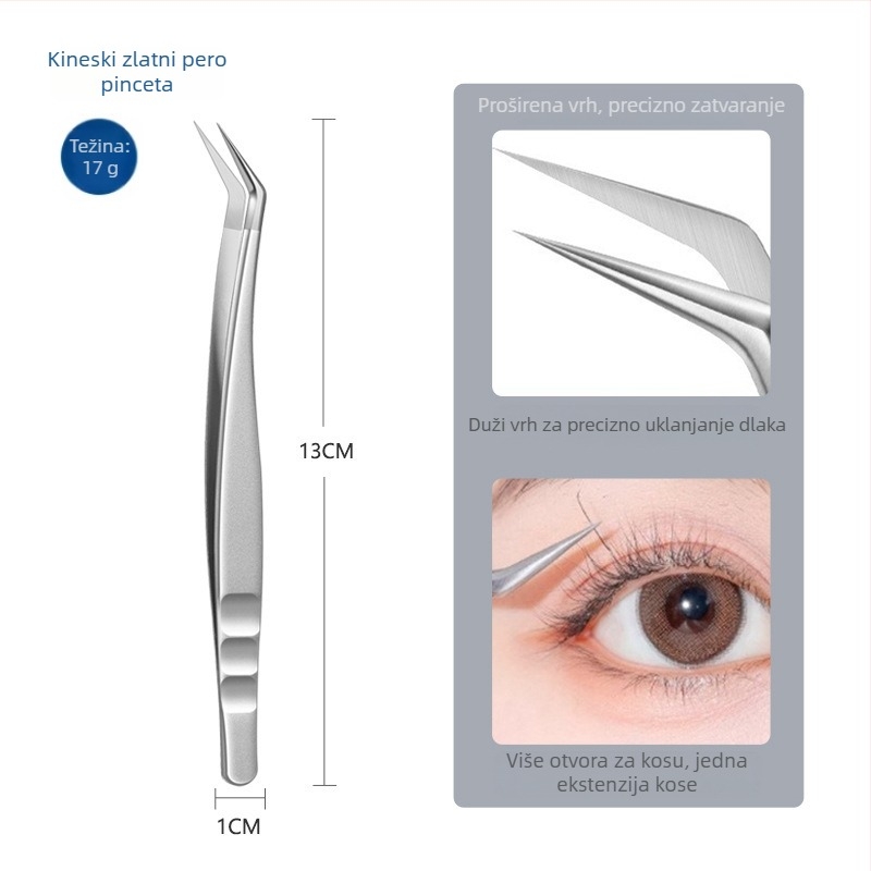 Klešta za produženje trepavica - nehrđajući čelik, Jin Tenghui, alat za uvijanje trepavica