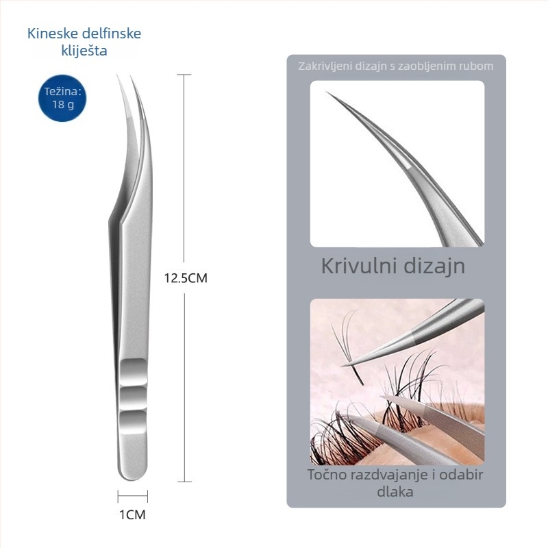 Klešta za produženje trepavica - nehrđajući čelik, Jin Tenghui, alat za uvijanje trepavica