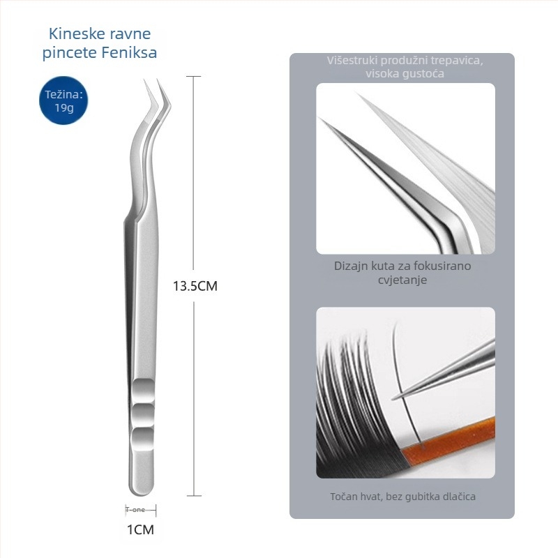 Klešta za produženje trepavica - nehrđajući čelik, Jin Tenghui, alat za uvijanje trepavica
