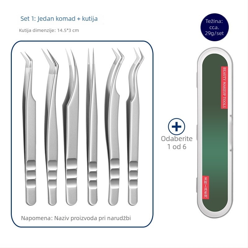 Klešta za produženje trepavica - nehrđajući čelik, Jin Tenghui, alat za uvijanje trepavica