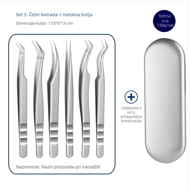 Klešta za produženje trepavica - nehrđajući čelik, Jin Tenghui, alat za uvijanje trepavica