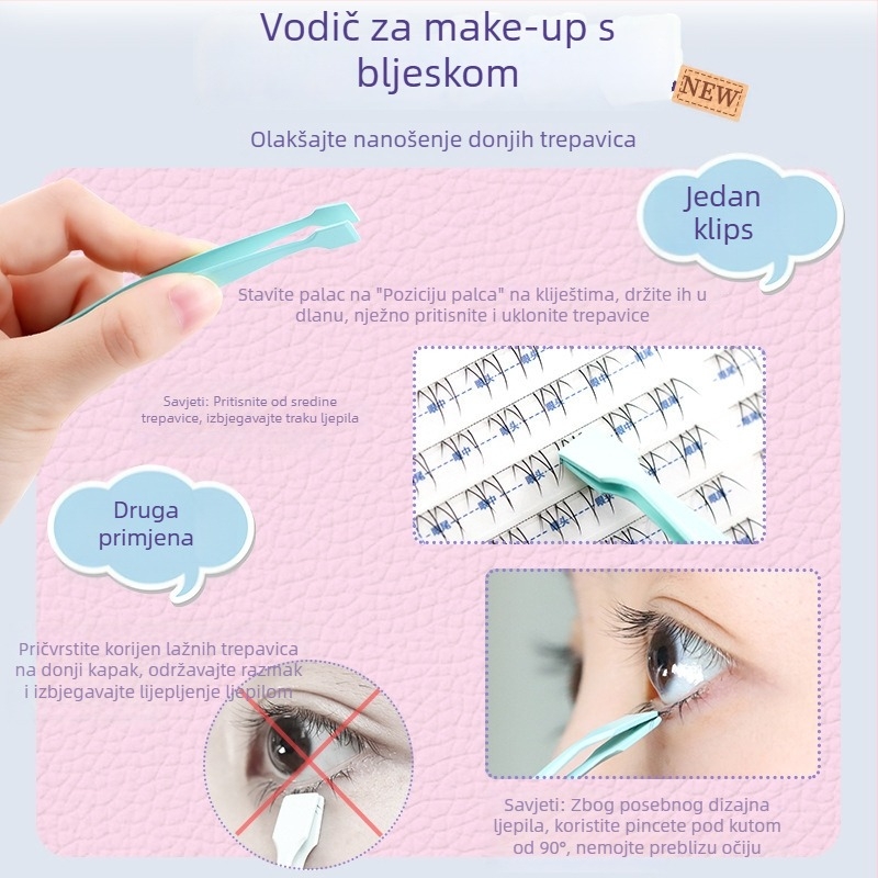 Dream Deer pinceta za trepavice - visoka preciznost, plosnata glava, plosni vrh, nehrđajući čelik