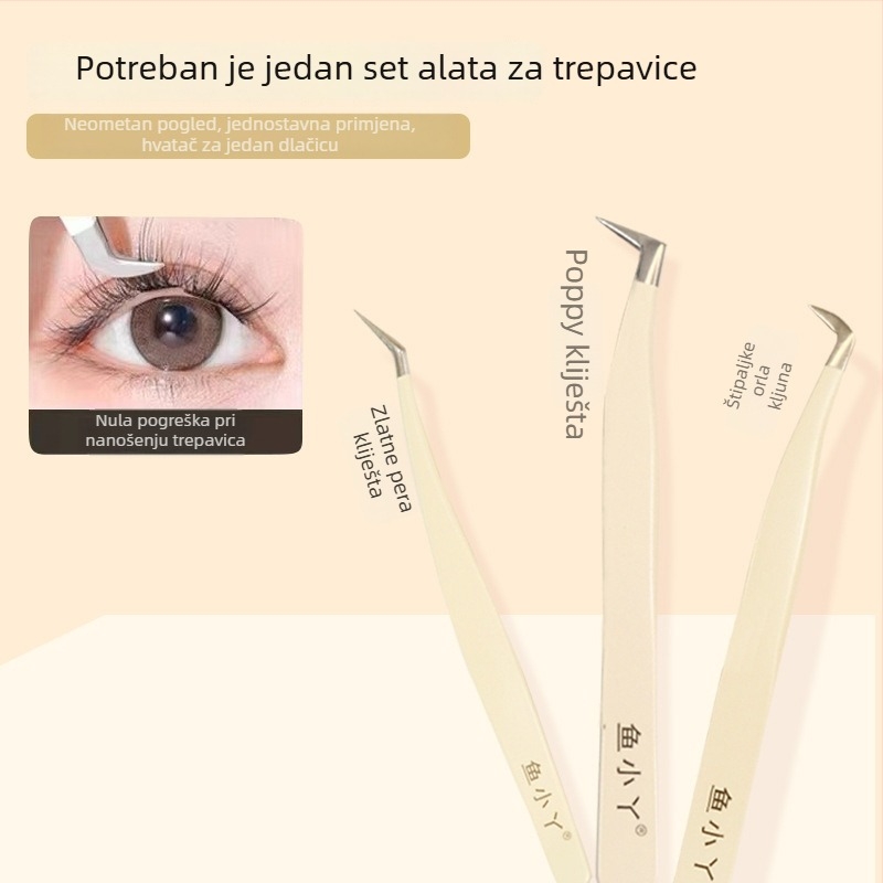 Pinceta za trepavice i uvijač trepavica za početnike — nehrđajući čelik, marka Little Fish, opća uporaba
