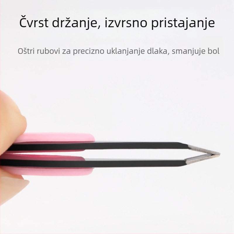 Pinceta od nehrđajućeg čelika s tri otvora, nagnuti vrh, za trepavice i oblikovanje dvostrukog kapka i obrva