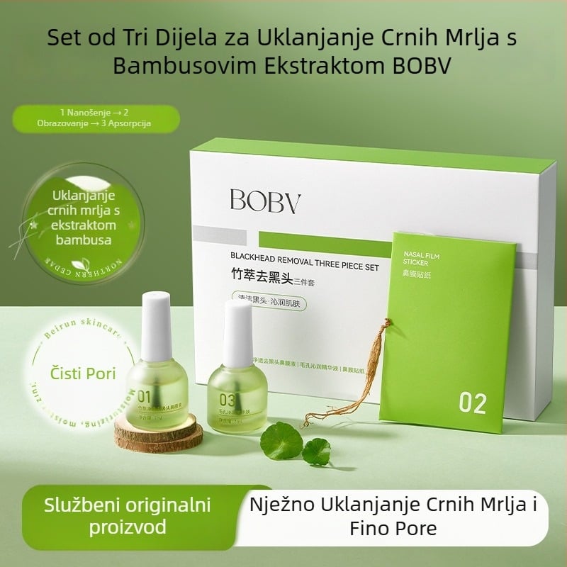 BOBV Trodjelni set za uklanjanje crnih i bijelih mitesera s ekstrakcijskim tekućinom, za mješovitu kožu, 7ml+7ml