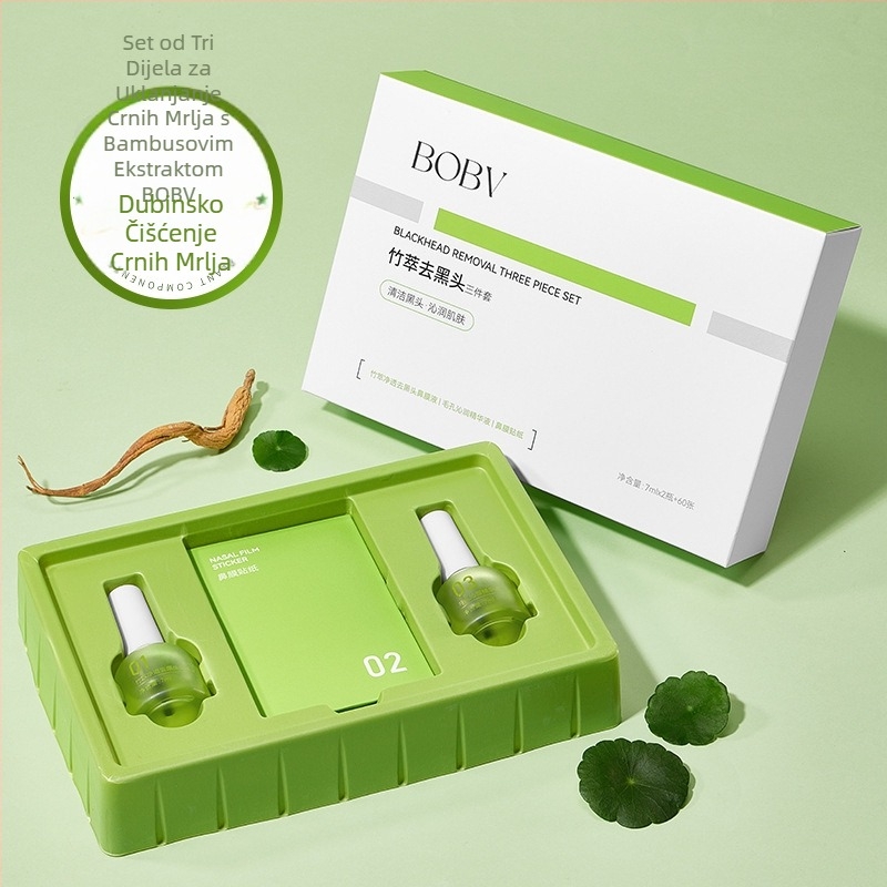 BOBV Trodjelni set za uklanjanje crnih i bijelih mitesera s ekstrakcijskim tekućinom, za mješovitu kožu, 7ml+7ml