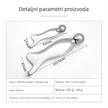 Metalna ploča za masažu s 3D rolom za podizanje i učvršćivanje; masažni alat s rolerom; cinkova legura