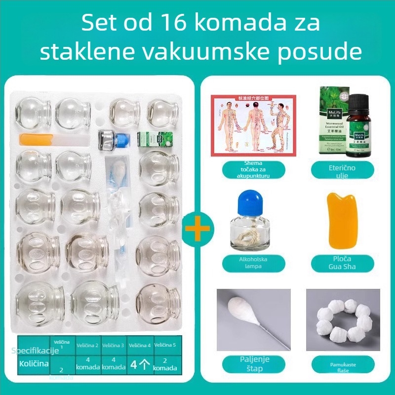 Stakleni set cupping Morning Industry za kućnu upotrebu – uređaj tradicionalne kineske medicine