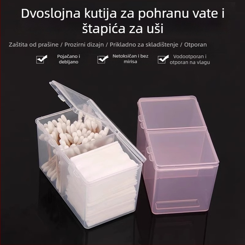 Kutija za pohranu pamukovih štapića i vate diskova za nokte sa poklopcem, plastična kutija