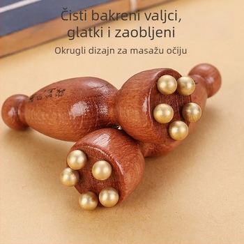 Ji Hui masažer za lice od mesinga i ružinog drveta za akupunkturnu točku, 1 kom.