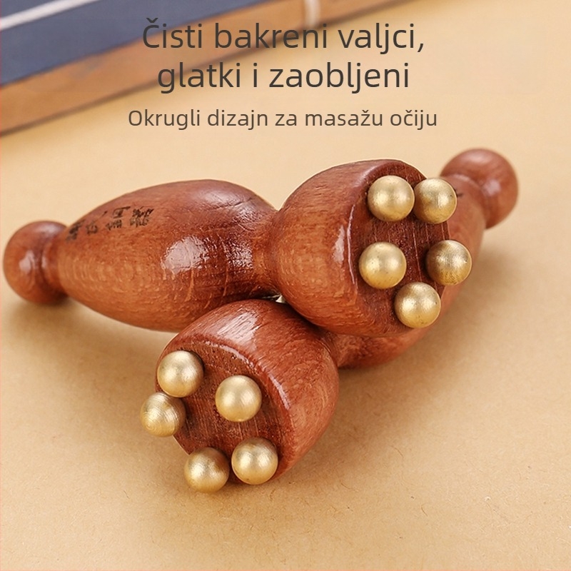 Ji Hui masažer za lice od mesinga i ružinog drveta za akupunkturnu točku, 1 kom.