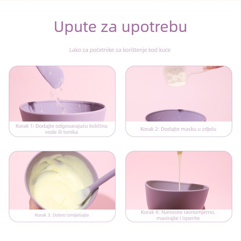 LADES Silikonska posuda za masku za lice s četkicom i žličicom – alat za masažu maski, 50 g