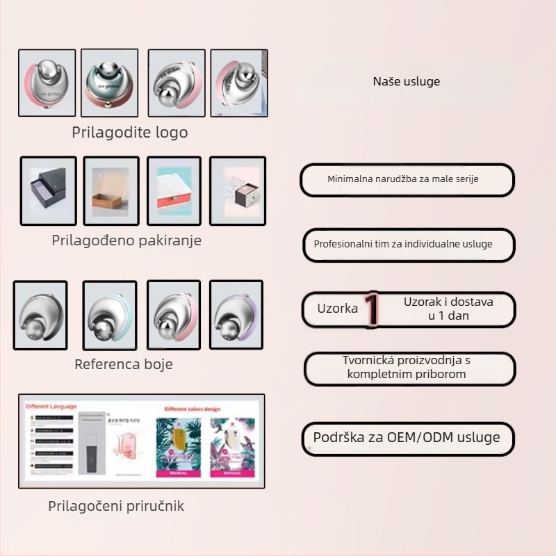 Nehrđajući čelični masažer s valjkom za hladni kompres i njegu kože, 1 brzina, kućna upotreba