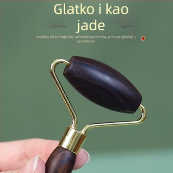 Drveni facialni roller – ručni masažni alat za lice, zatezanje kože; materijal: drvo; bez električne energije