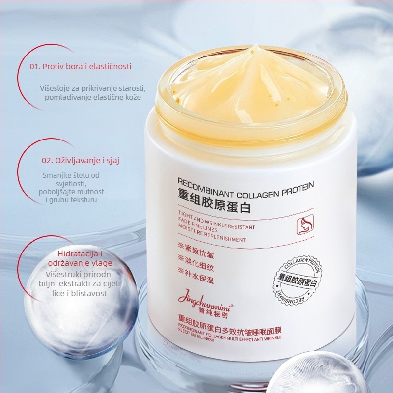 Maska za noć s rekombantnim kolagenom, hidratantna i posvjetljujuća maska s glinom, 100 ml, rok trajanja 3 godine