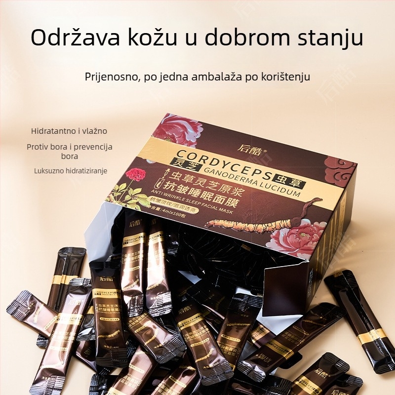 Noćna maska protiv bora s ekstraktima Cordyceps i Ganoderma lucidum, hidratizira i zateže kožu, 100 komada (rok trajanja 3 godine) Back Cool