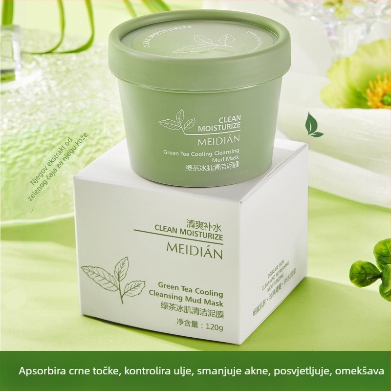 Zelena čajna glinena maska za dubinsko čišćenje, kontrolu ulja, sužavanje pora, hidrataciju i uklanjanje crnih mitesa (120 ml)