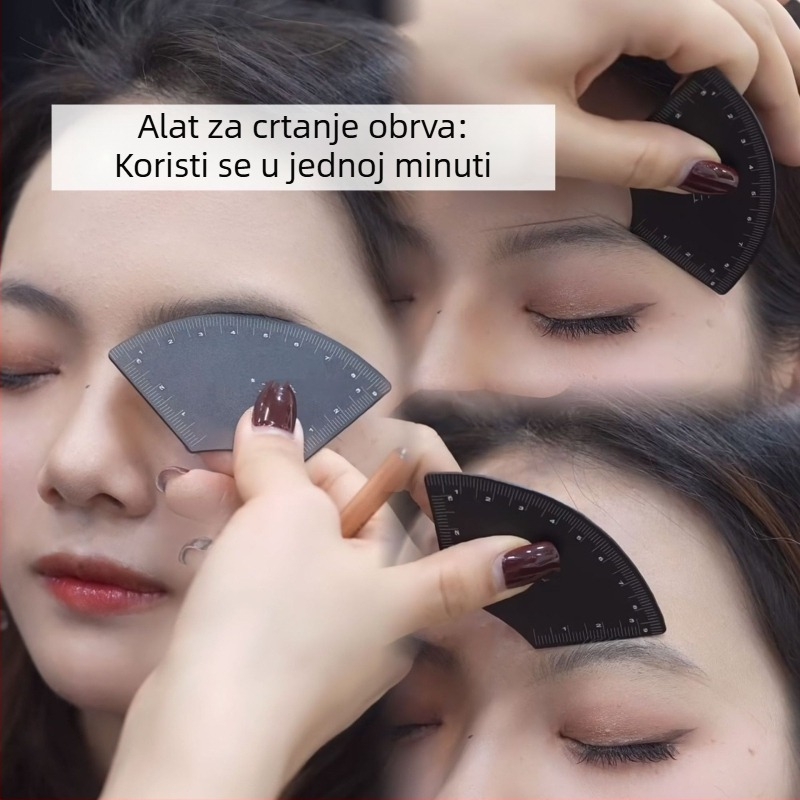 Alat za crtanje obrva s metalnom ravnalom, simetrično pozicioniranje na tri točke za precizan dizajn obrva (Podrijetlo: Guangzhou)