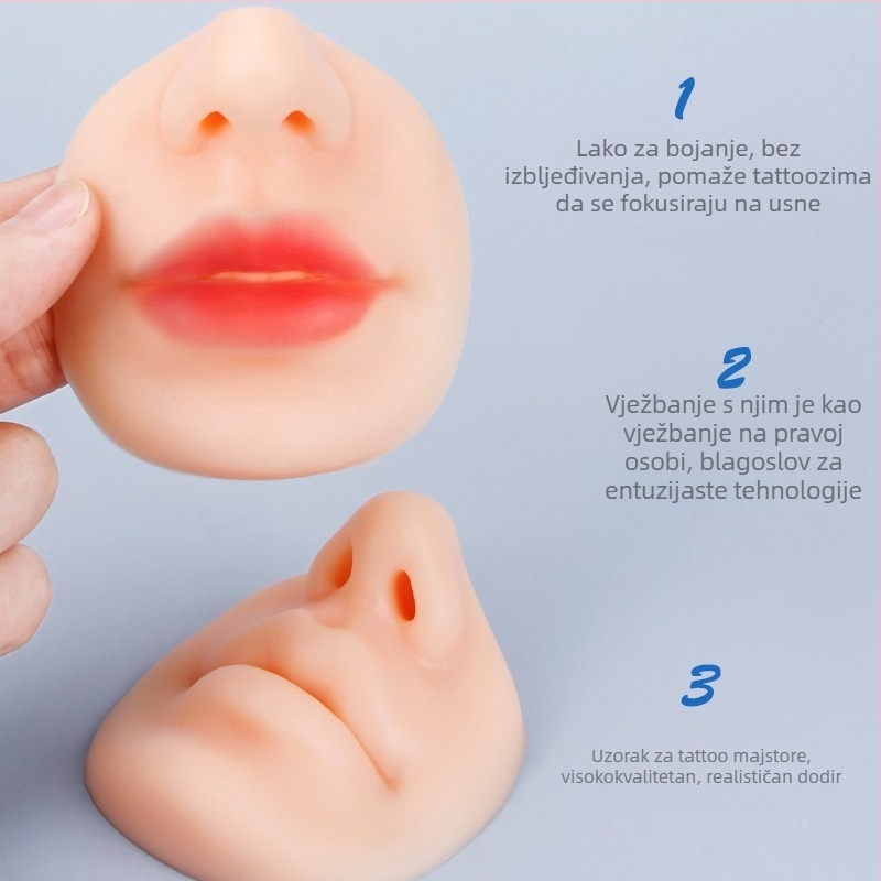 Silikonski 5D modul za usne i nos za trening, koža za praktično tetoviranje usana za početnike, 3D realističan kalup usana