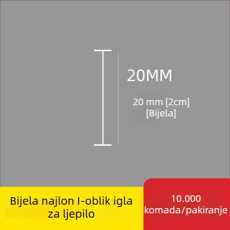 Igla za etikete od najlona, I-oblik, tanka plastična igla, 10.000 kom.; Materijal: reciklirani PP; Primjena: hlače, čarape, duksevi, donje rublje, zavjese, odjeća, stražnja kopča grudnjaka