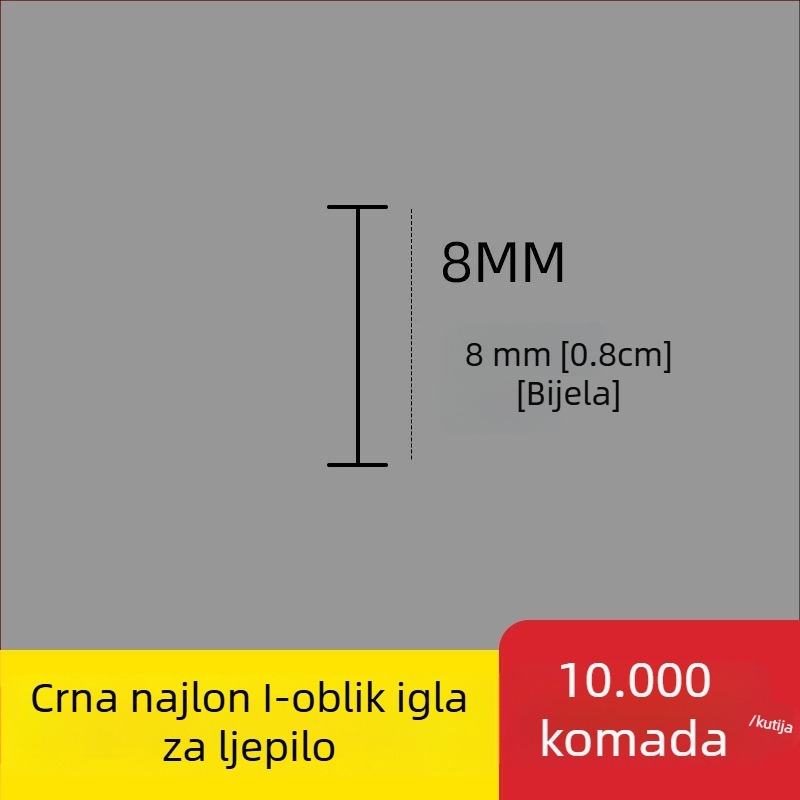 Igla za etikete od najlona, I-oblik, tanka plastična igla, 10.000 kom.; Materijal: reciklirani PP; Primjena: hlače, čarape, duksevi, donje rublje, zavjese, odjeća, stražnja kopča grudnjaka
