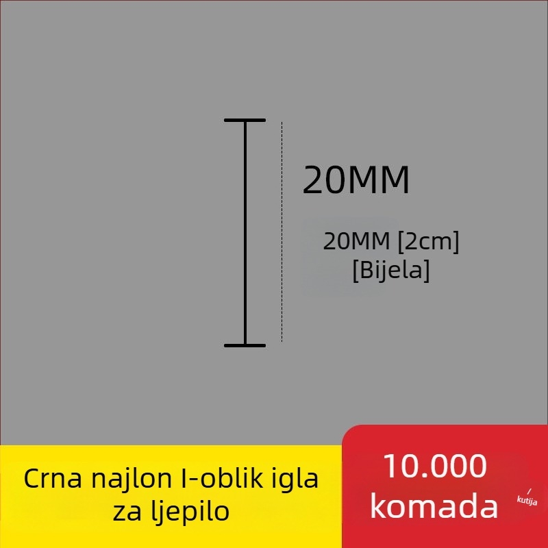 Igla za etikete od najlona, I-oblik, tanka plastična igla, 10.000 kom.; Materijal: reciklirani PP; Primjena: hlače, čarape, duksevi, donje rublje, zavjese, odjeća, stražnja kopča grudnjaka