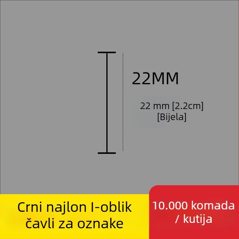 Igla za etikete od najlona, I-oblik, tanka plastična igla, 10.000 kom.; Materijal: reciklirani PP; Primjena: hlače, čarape, duksevi, donje rublje, zavjese, odjeća, stražnja kopča grudnjaka