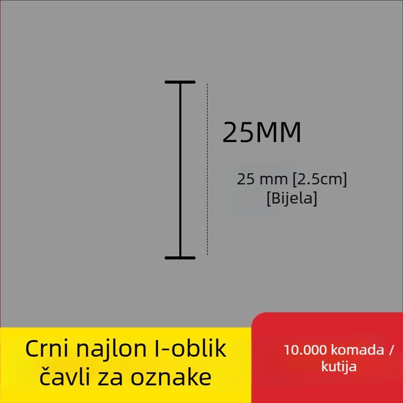 Igla za etikete od najlona, I-oblik, tanka plastična igla, 10.000 kom.; Materijal: reciklirani PP; Primjena: hlače, čarape, duksevi, donje rublje, zavjese, odjeća, stražnja kopča grudnjaka