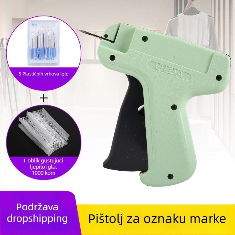 Tag gun, set od 5 igala i 1000 ljepilnih igala, materijali: karton/plastika, pogodno za dukseve, torbe i odjeću