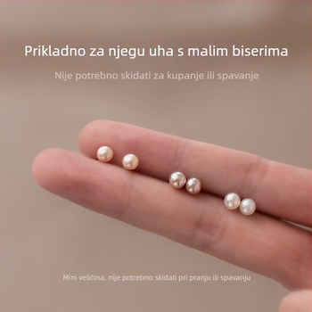 Naušnice od 999 srebra s prirodnom slatkovodnom bisernom perlom, U-oblik, ekološka završnica, stil vile