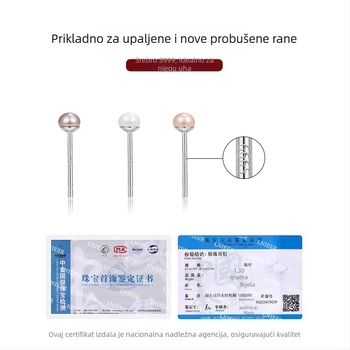 Naušnice od 999 srebra s prirodnom slatkovodnom bisernom perlom, U-oblik, ekološka završnica, stil vile