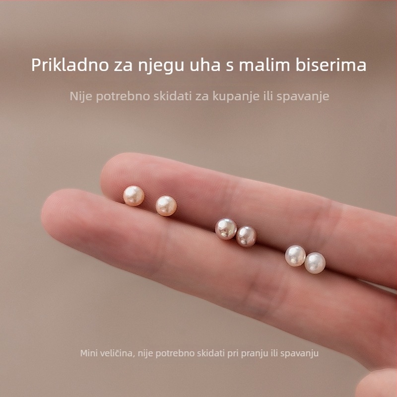 Naušnice od 999 srebra s prirodnom slatkovodnom bisernom perlom, U-oblik, ekološka završnica, stil vile