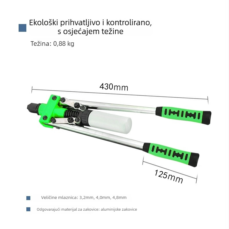 Ručni rivet pištolj za strojarstvo, industrijske klase, titanij legura, uštedu snage
