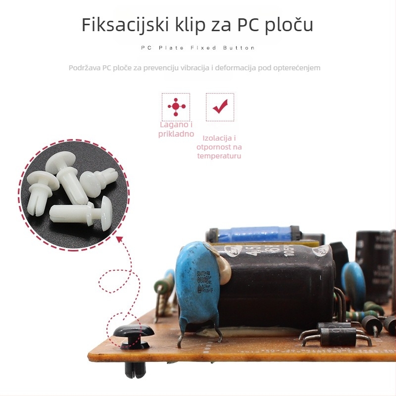 R-tip najlonska zakovica, plastična proširenja i plastična kopča; Materijal: Nylon PA-66; Standard: Nacionalni standard; Tip pin: Zakovice