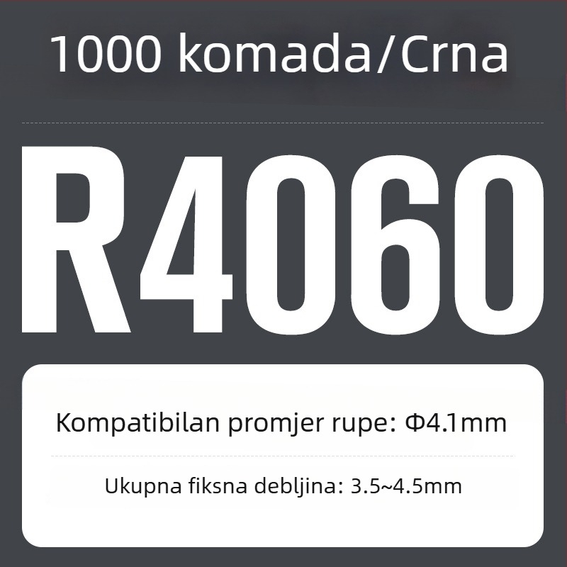 R-tip najlonska zakovica, plastična proširenja i plastična kopča; Materijal: Nylon PA-66; Standard: Nacionalni standard; Tip pin: Zakovice