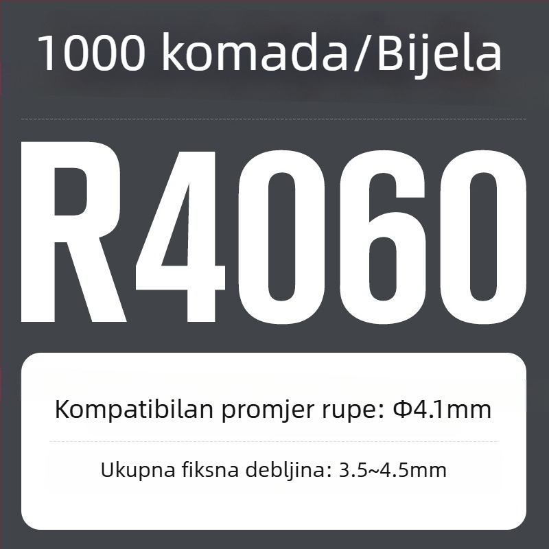R-tip najlonska zakovica, plastična proširenja i plastična kopča; Materijal: Nylon PA-66; Standard: Nacionalni standard; Tip pin: Zakovice