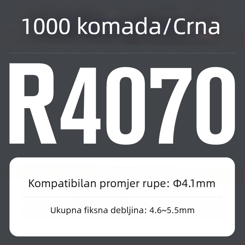 R-tip najlonska zakovica, plastična proširenja i plastična kopča; Materijal: Nylon PA-66; Standard: Nacionalni standard; Tip pin: Zakovice