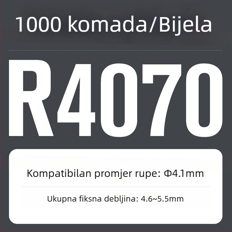 R-tip najlonska zakovica, plastična proširenja i plastična kopča; Materijal: Nylon PA-66; Standard: Nacionalni standard; Tip pin: Zakovice