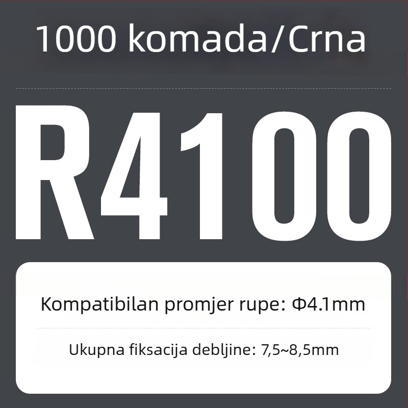 R-tip najlonska zakovica, plastična proširenja i plastična kopča; Materijal: Nylon PA-66; Standard: Nacionalni standard; Tip pin: Zakovice