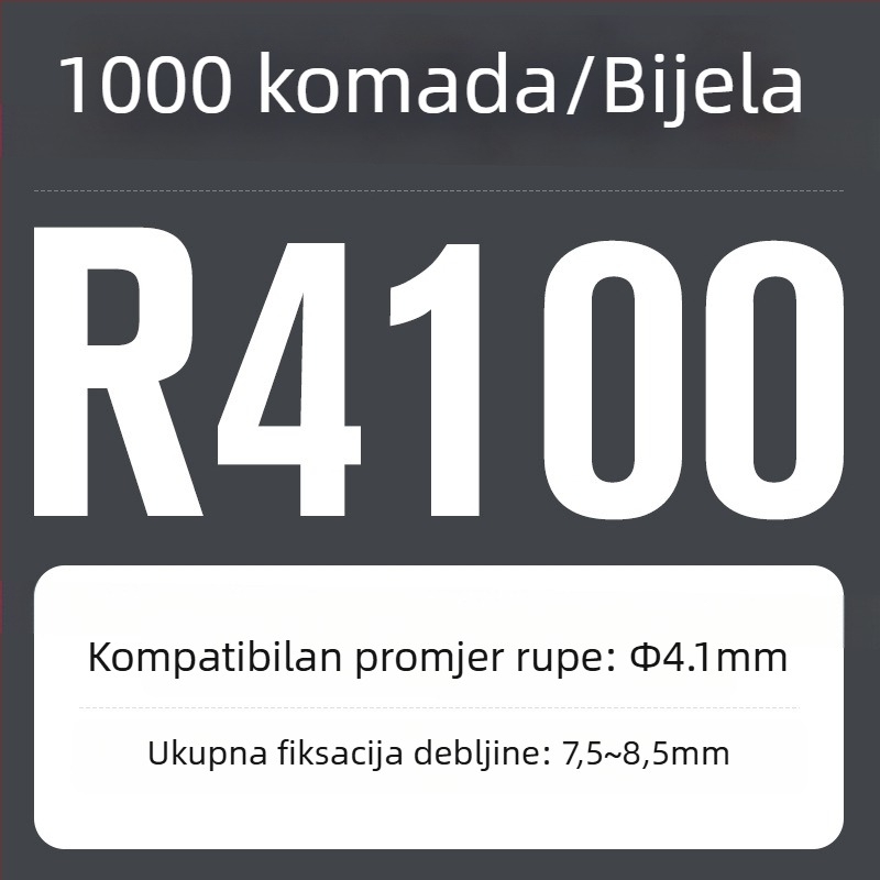 R-tip najlonska zakovica, plastična proširenja i plastična kopča; Materijal: Nylon PA-66; Standard: Nacionalni standard; Tip pin: Zakovice