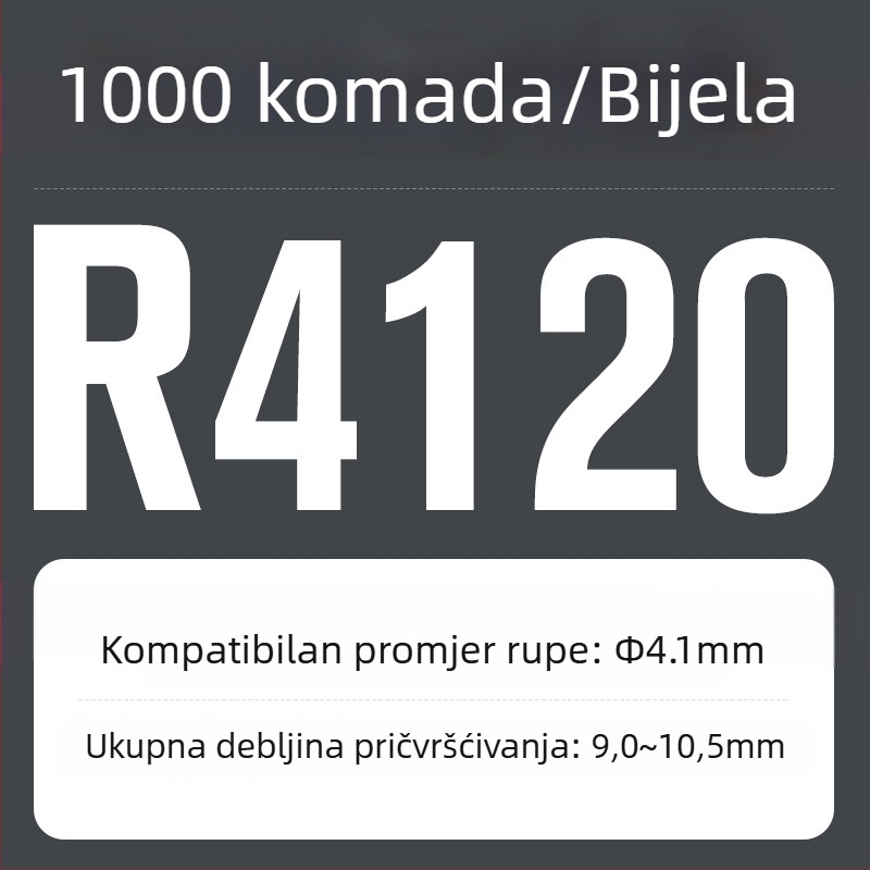 R-tip najlonska zakovica, plastična proširenja i plastična kopča; Materijal: Nylon PA-66; Standard: Nacionalni standard; Tip pin: Zakovice