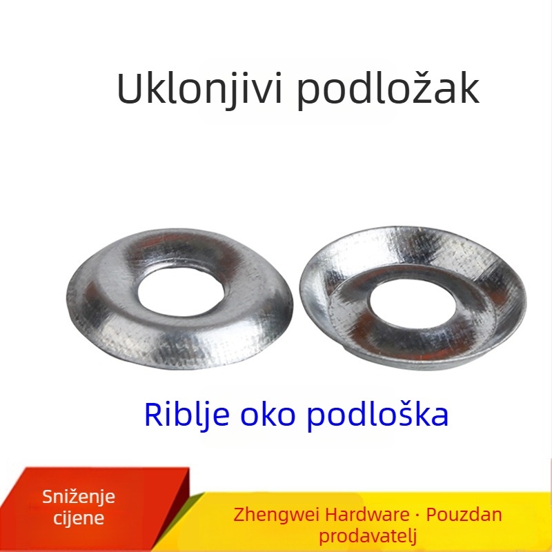 Fisheye podloška, zdjelastog oblika s nazubljenom površinom, galvanizirana, čelik Q235, Klasa A