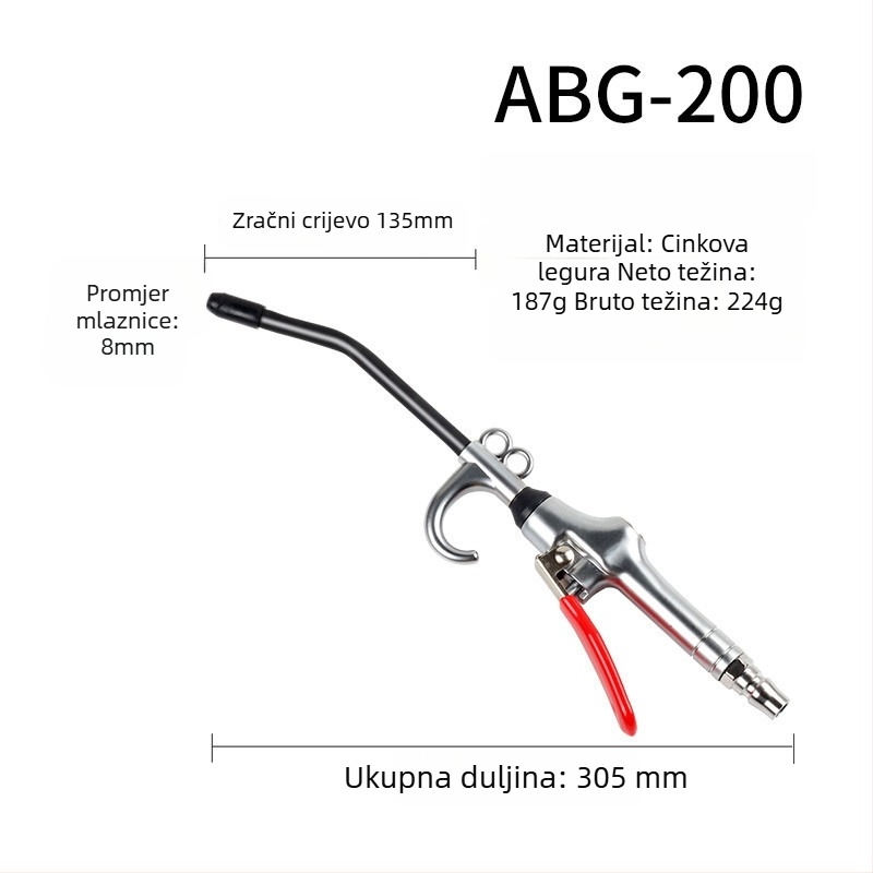 Sanyu AR-10 pneumatski pištolj za izduvavanje prašine, visokotlačno čišćenje prašine, piston od plastike-čelika, 0,15 kg