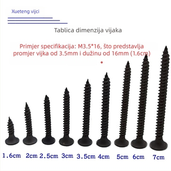 Snowteng samorezne vijčane za suhozid, s utisnutom glavom, fosfatni premaz, čelik 1022, GB14210