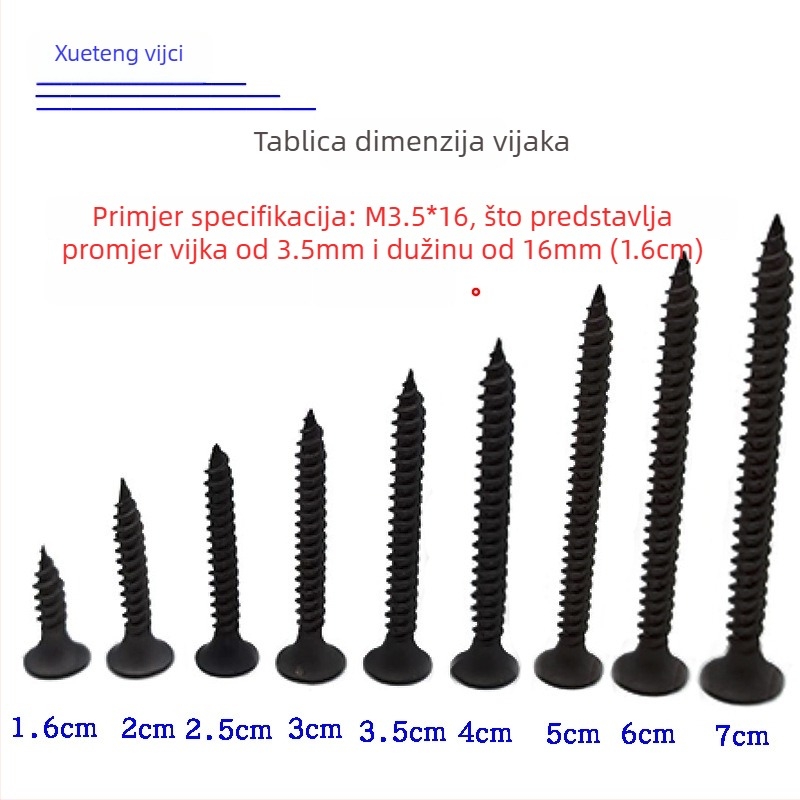 Snowteng samorezne vijčane za suhozid, s utisnutom glavom, fosfatni premaz, čelik 1022, GB14210