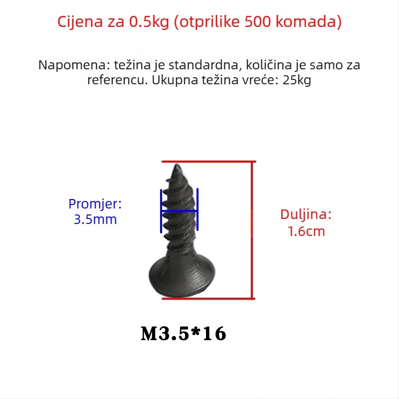 Snowteng samorezne vijčane za suhozid, s utisnutom glavom, fosfatni premaz, čelik 1022, GB14210