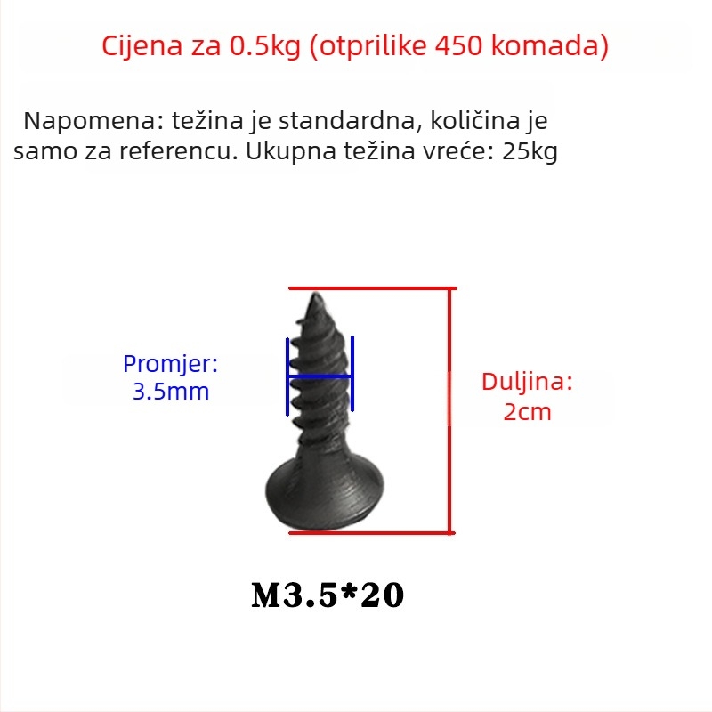 Snowteng samorezne vijčane za suhozid, s utisnutom glavom, fosfatni premaz, čelik 1022, GB14210