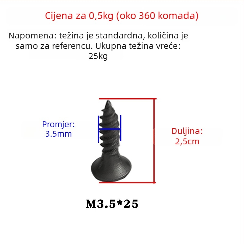 Snowteng samorezne vijčane za suhozid, s utisnutom glavom, fosfatni premaz, čelik 1022, GB14210